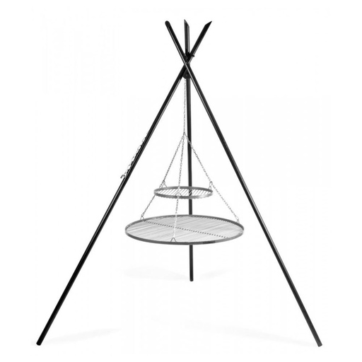 [BONI-C111448] Svänggrill "TIPI" 210 cm + Dubbelgaller 70 cm och 40 cm i rostfritt stål