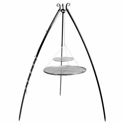 [BONI-C22452] Svänggrill 200 cm + Dubbelgaller i rostfritt stål 70 cm och 40 cm